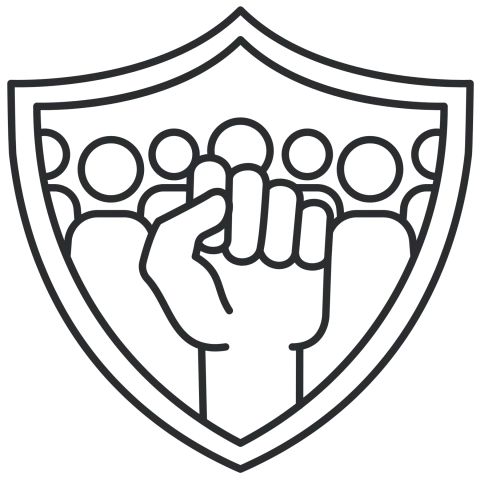 fist inside a shield