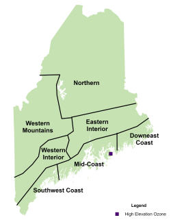 Forecast map Map of Maine air quality forecast regions