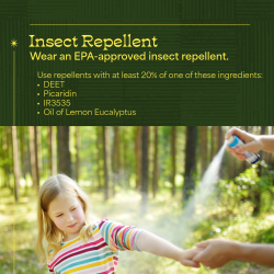 Social media with text that says "Insect repellent. Wear an EPA-approved insect repellent."