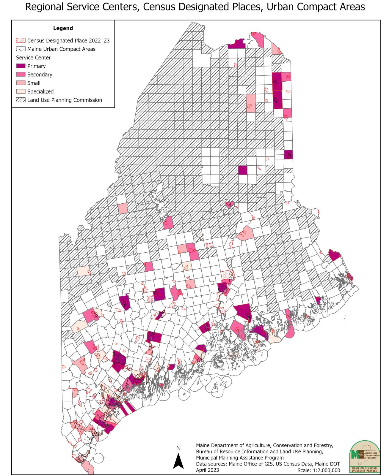Maine's Regional Service Centers, Census Designated Places, and Urban Compact Areas