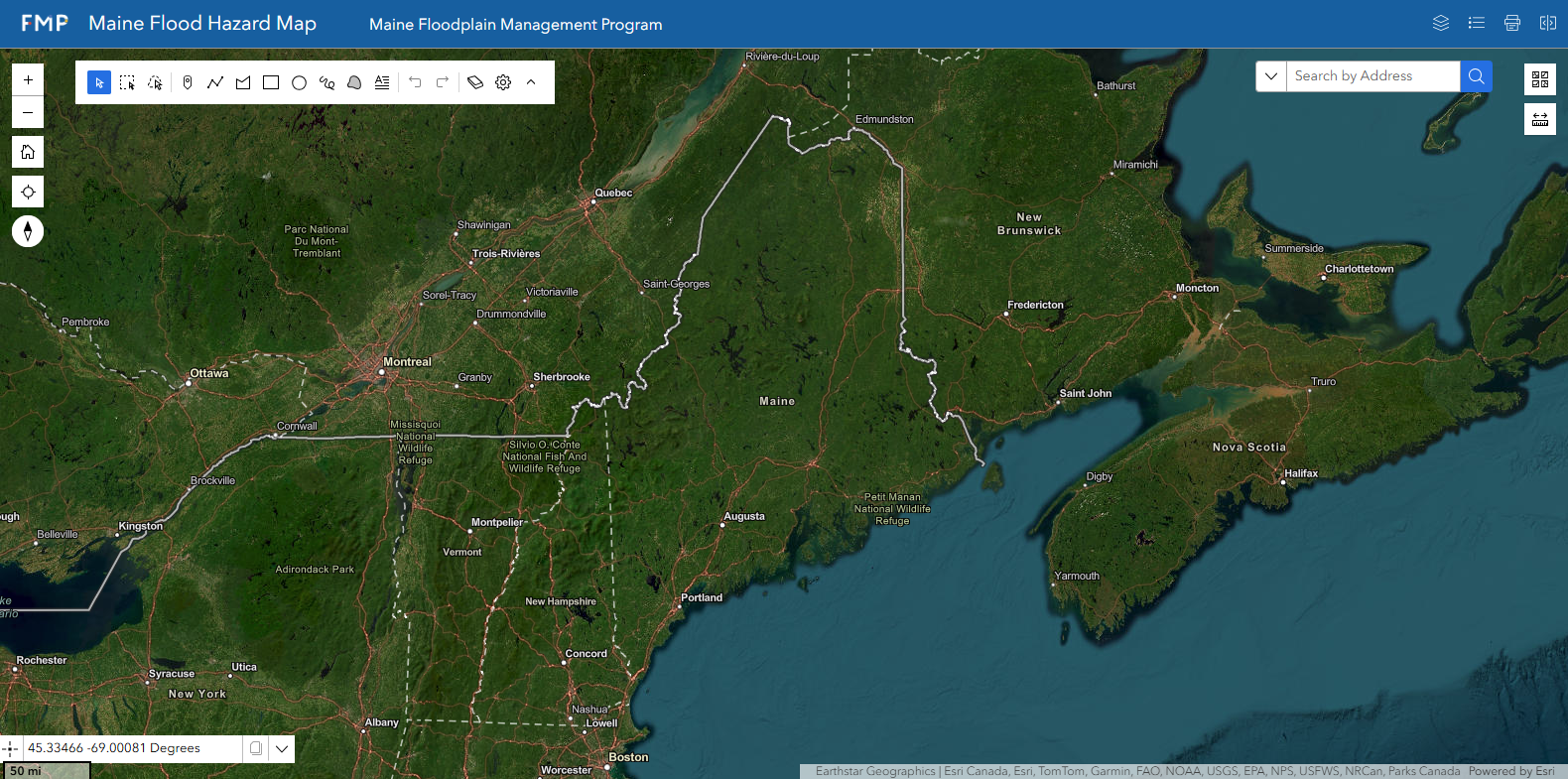 Screenshot of the Maine Flood Hazard Map.