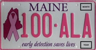 A Maine Breast Cancer Support license plate